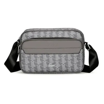 Lacoste Grey Geometric Print Crossbody Bag